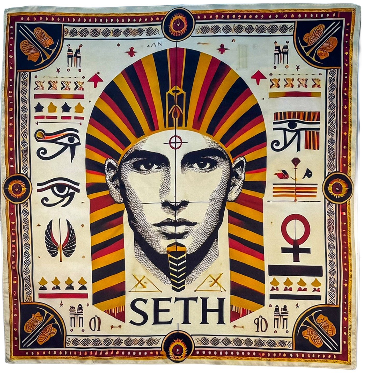 Carré 88 en Soie – Seth : Force du Chaos et Pouvoir de Transformation