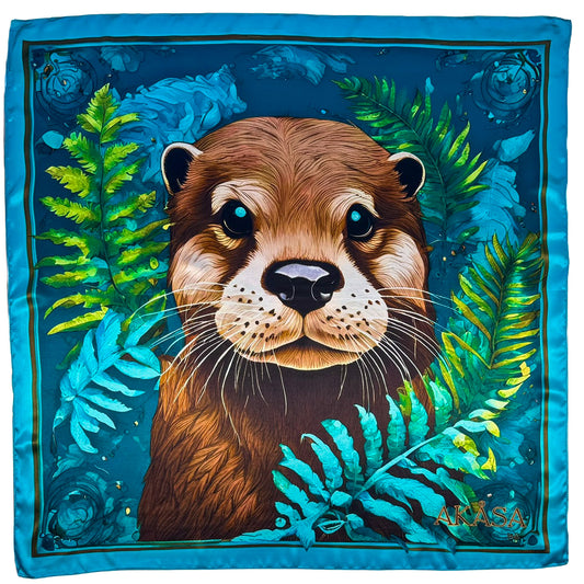 100% Silk Square – Maison AKÅSA Biarritz – ᏥᏯ – Tsiya – (La Loutre)