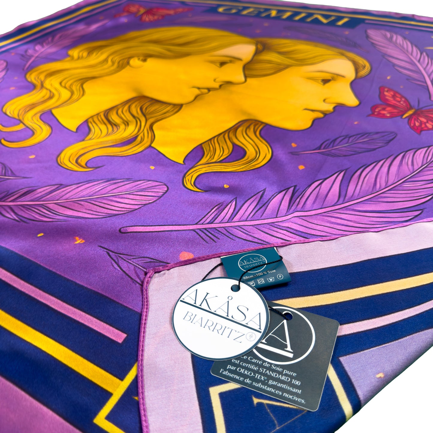 Carré de soie Gemini – Zodiac Silk Constellation 88 cm