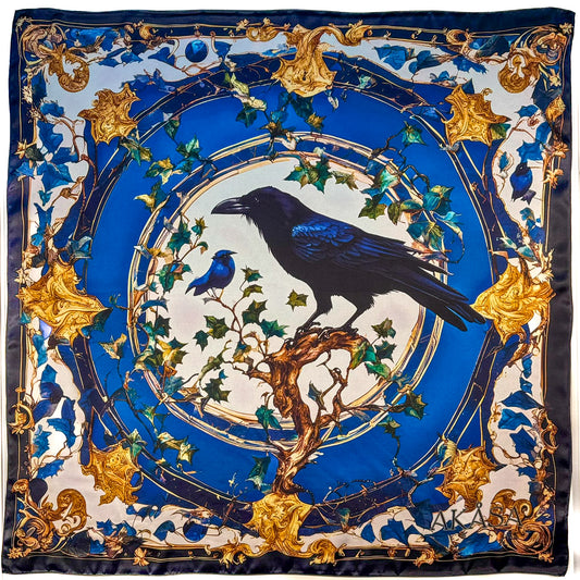 100% Silk Square - Maison AKÅSA Biarritz - ᎪᎦ - Koga - (The Raven)