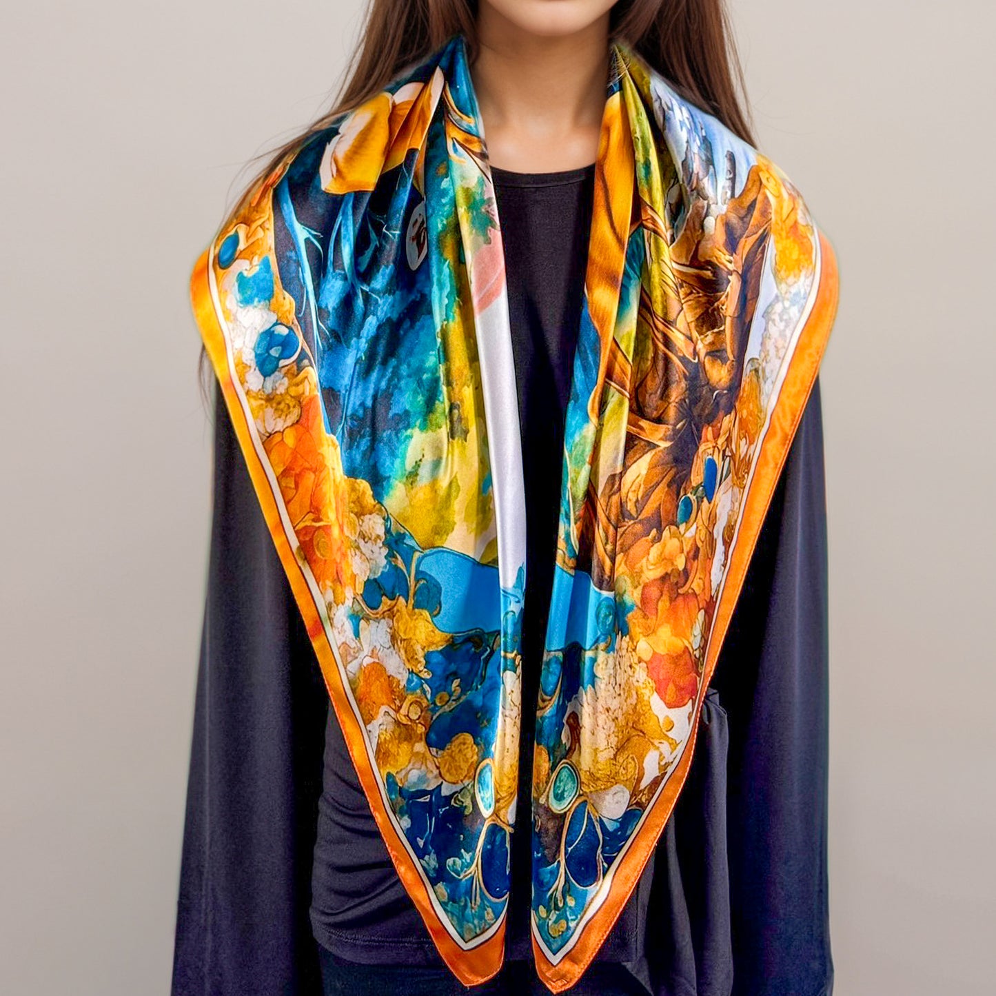 Pañuelo 100% seda - Maison AKÅSA Biarritz -ᎠᏫ - Awi - (El ciervo)