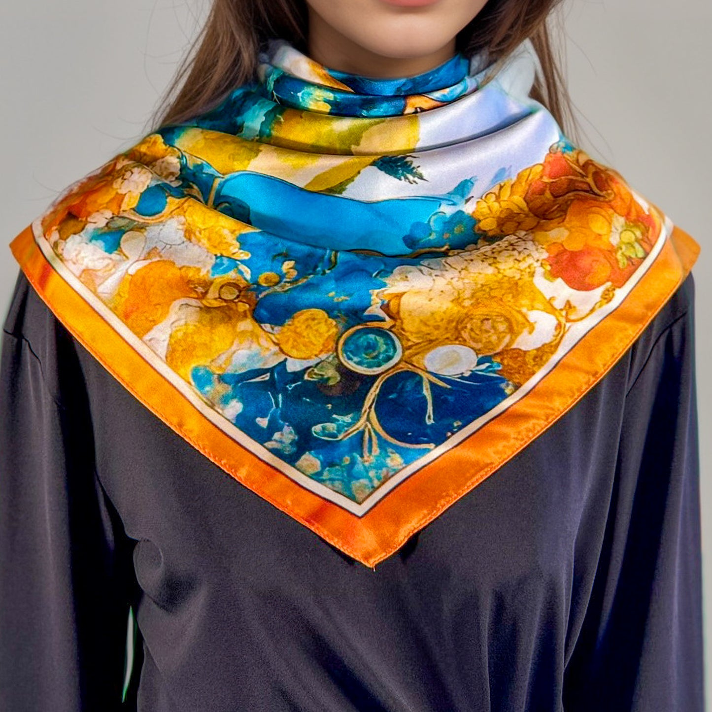 Pañuelo 100% seda - Maison AKÅSA Biarritz -ᎠᏫ - Awi - (El ciervo)