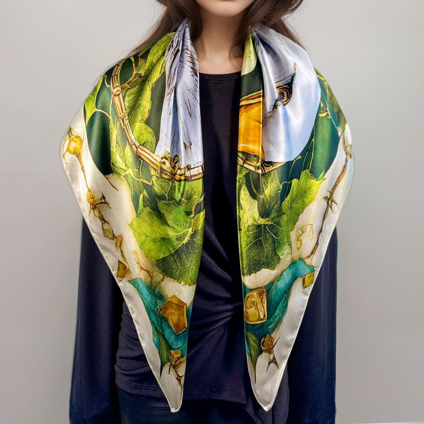 Carré de Soie 100% - Maison AKÅSA Biarritz - ᏌᏌ - Sasa -(L’Oie des Neiges)