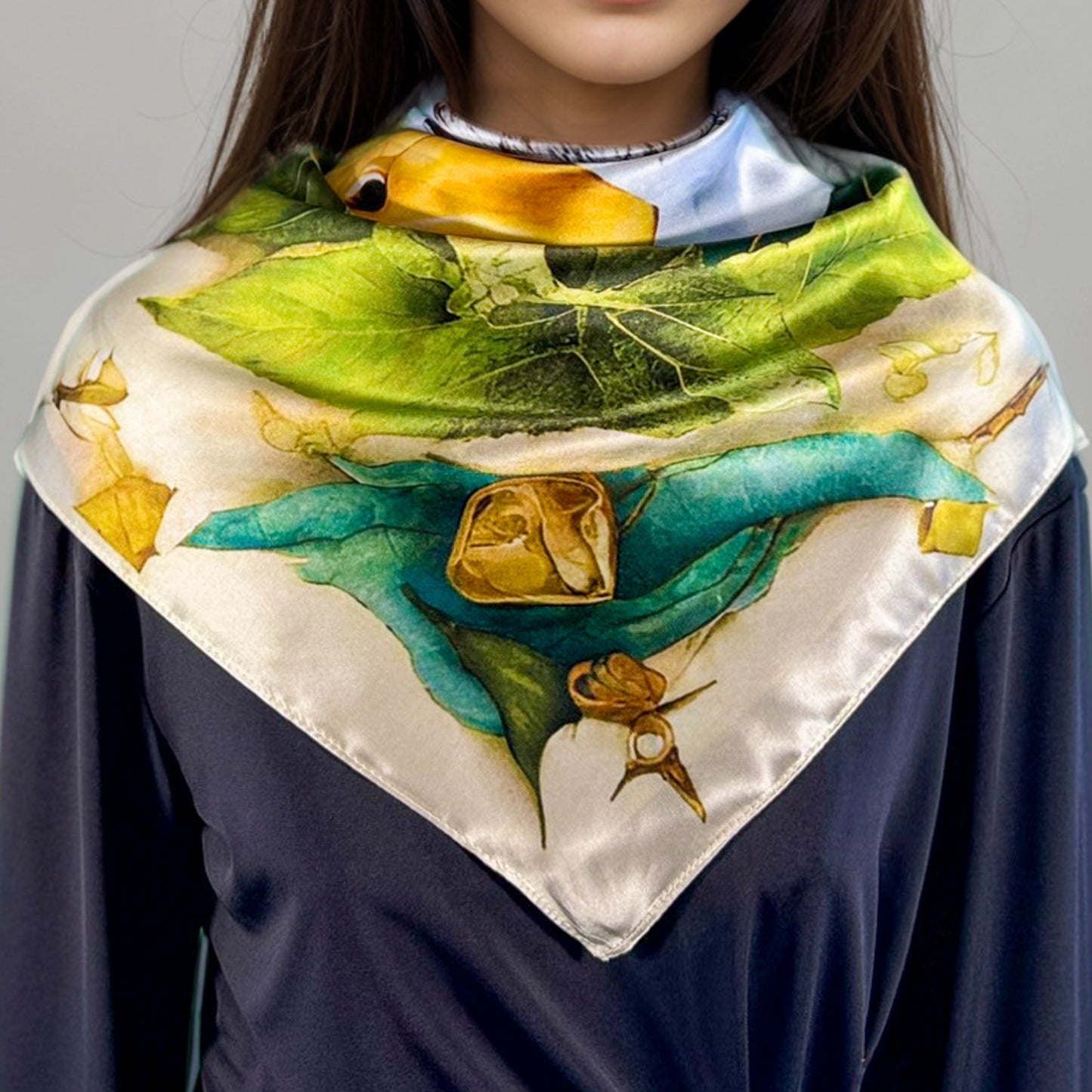 Carré de Soie 100% - Maison AKÅSA Biarritz - ᏌᏌ - Sasa -(L’Oie des Neiges)