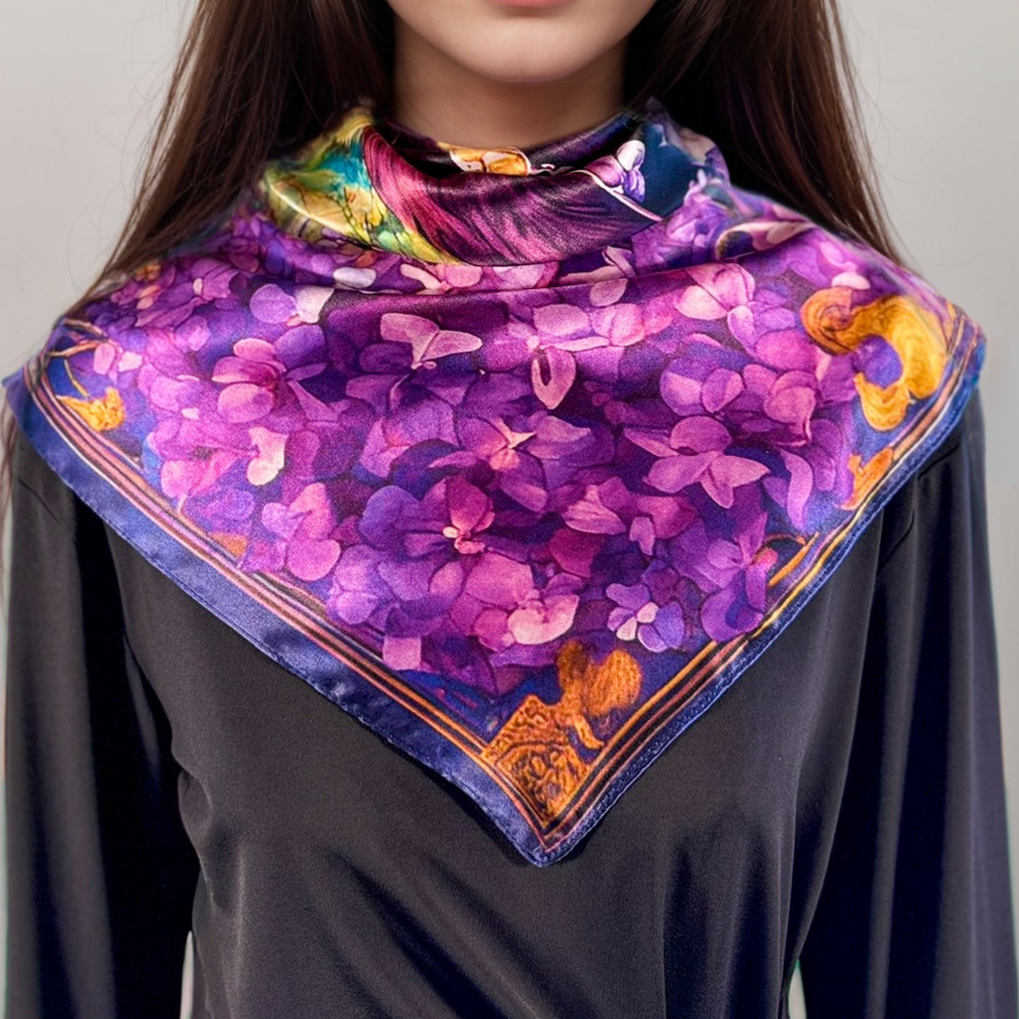 Pañuelo 100 % seda - Maison AKÅSA Biarritz - ᏲᎾ - Yona - (El oso) - Astrología de los nativos americanos