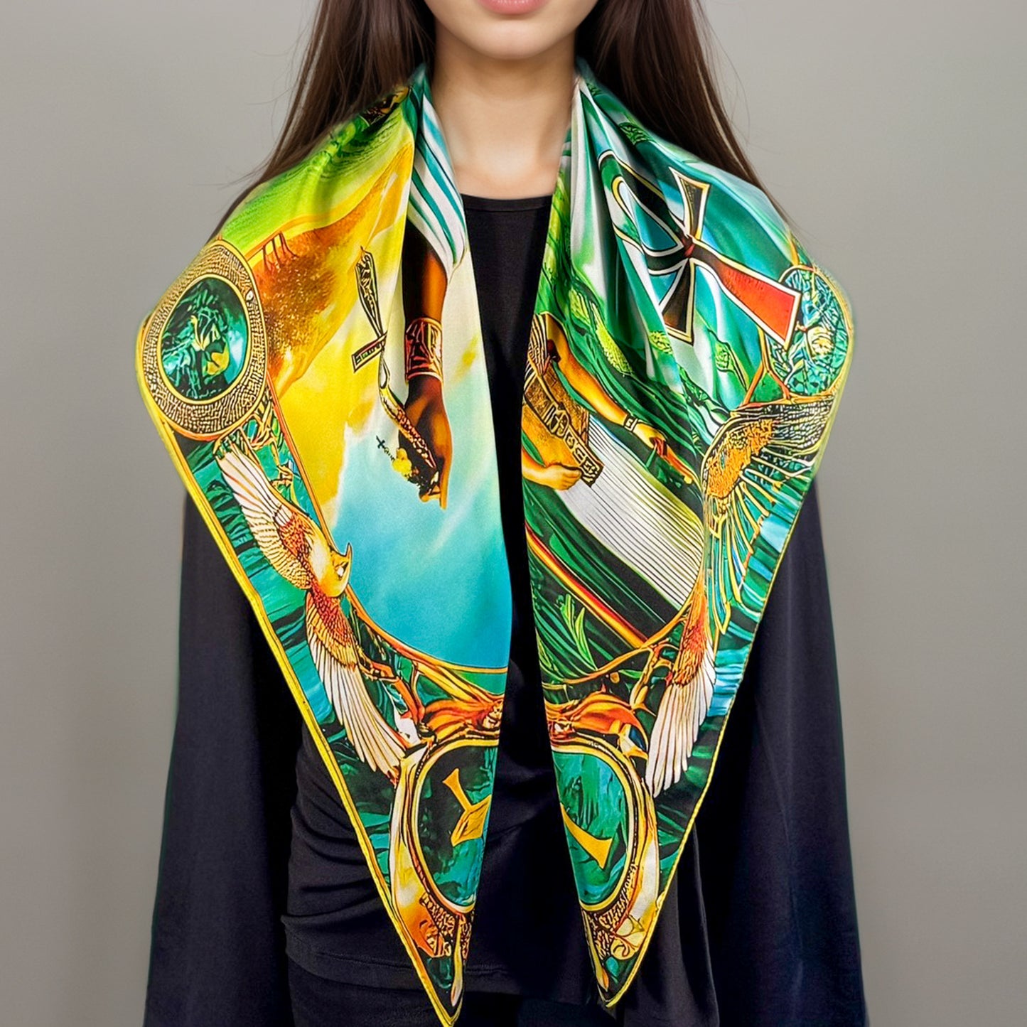 Carré 88 en Soie – Osiris : Résurrection Éternelle et Renouveau