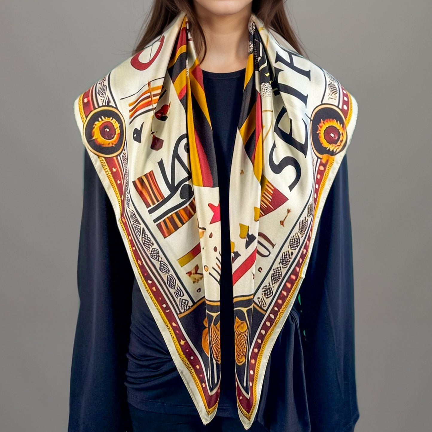 Carré 88 en Soie – Seth : Force du Chaos et Pouvoir de Transformation