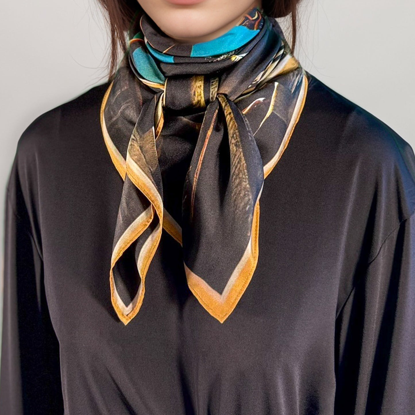 Carré 88 en Soie – Anubis : Mystères Cachés et Guide des Âmes